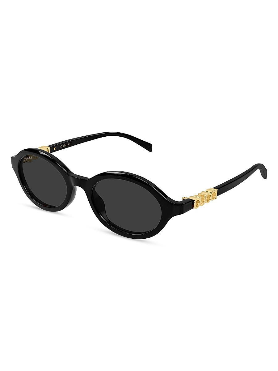 Women's Gucci Block 51MM 3D Logo Oval Sunglasses - Black | Saks Fifth Avenue
