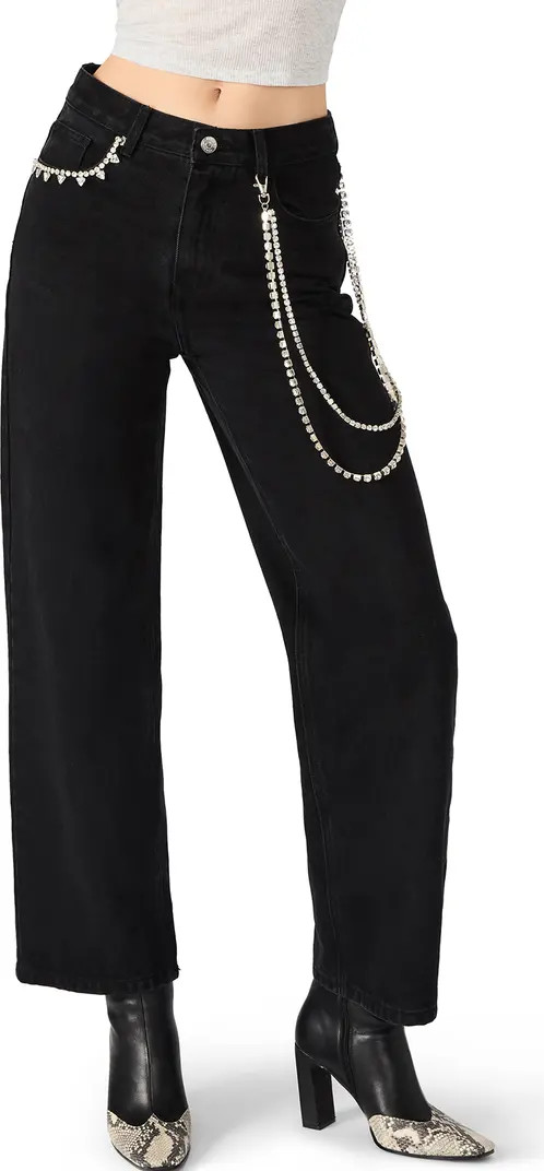 Swift Rhineston Chain Ankle Straight Leg Jeans | Nordstrom