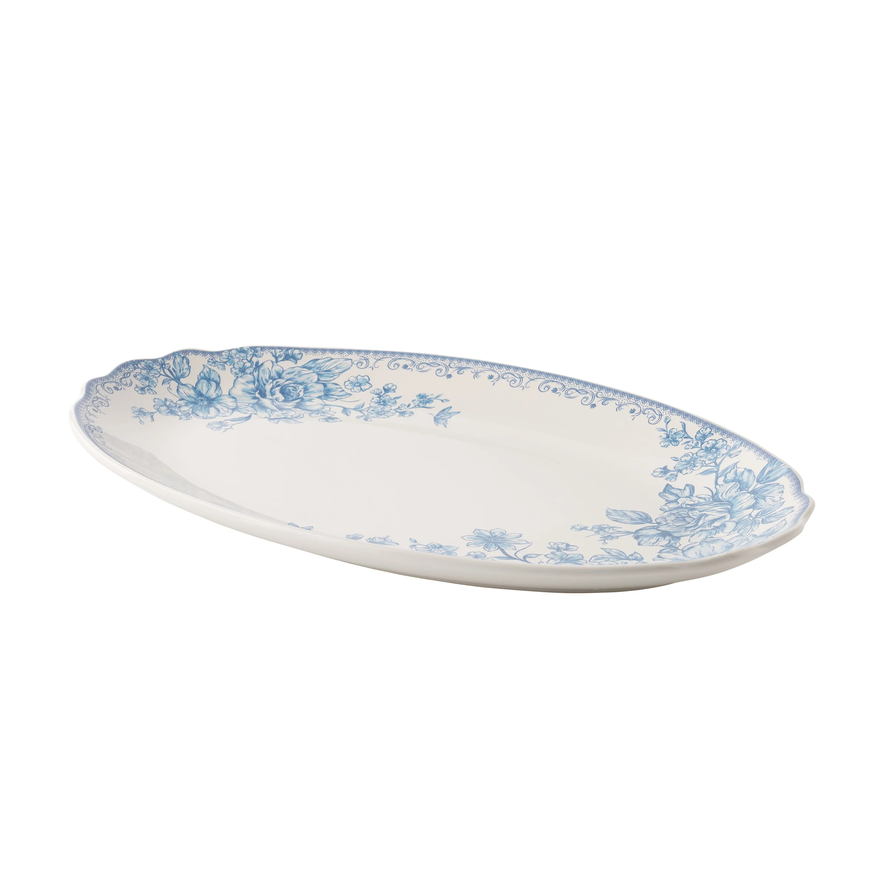 The Pioneer Woman Agatha Stoneware 16-inch Serving Platter, Blue | Walmart (US)