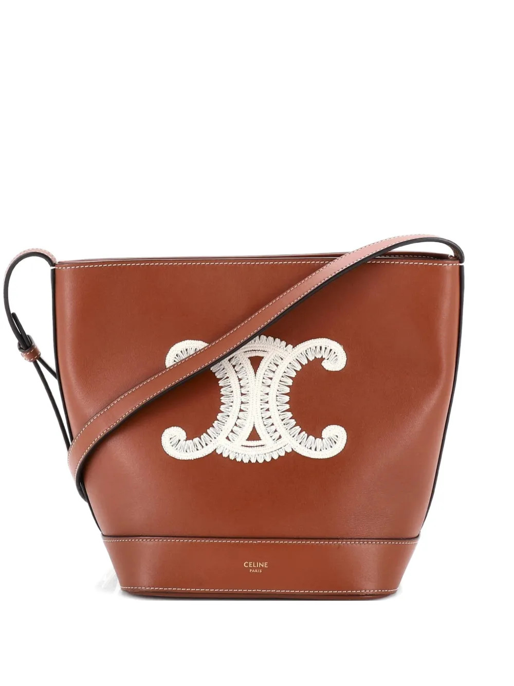 Celine Pre-Owned Cuir Triomphe Leather Small bucket bag - Brown | Farfetch Global