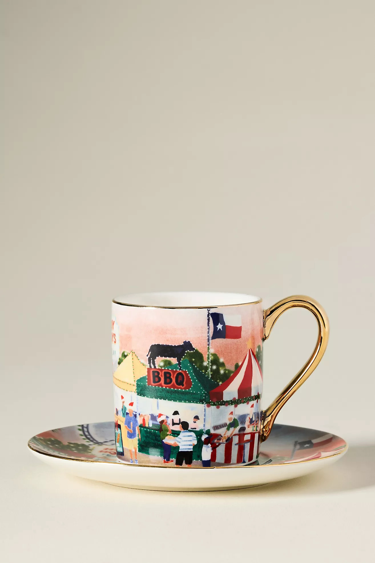 Holiday in the City Stoneware Espresso Cup & Saucer | Anthropologie (US)