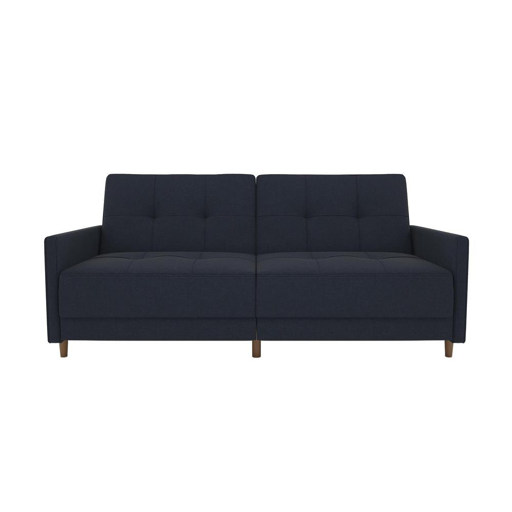 DHP Andora Coil Twin/Double Size Navy Linen Futon, Navy Blue Linen | The Home Depot