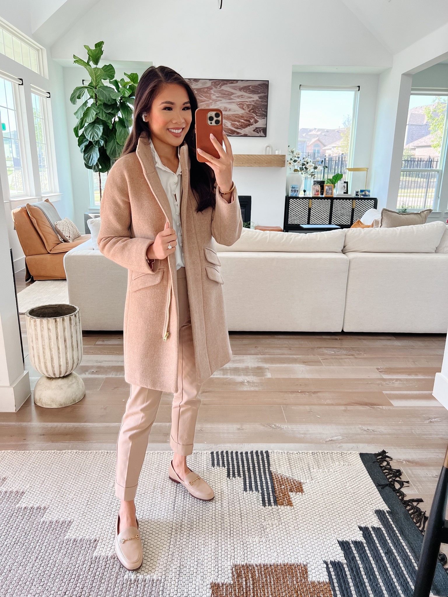 Fall coat on sale for 40% off, making it $224.50! Love this wool camel coat for fall and into winter. Wearing size Petite 00 and it fits true to size. It’s roomier through the chest, fully lined and has an interior chest pocket. Great for workwear, business professional, business casual and fall outfits. Pairing with camel pants and a white blouse and loafers. 

#LTKSeasonal #LTKsalealert #LTKworkwear