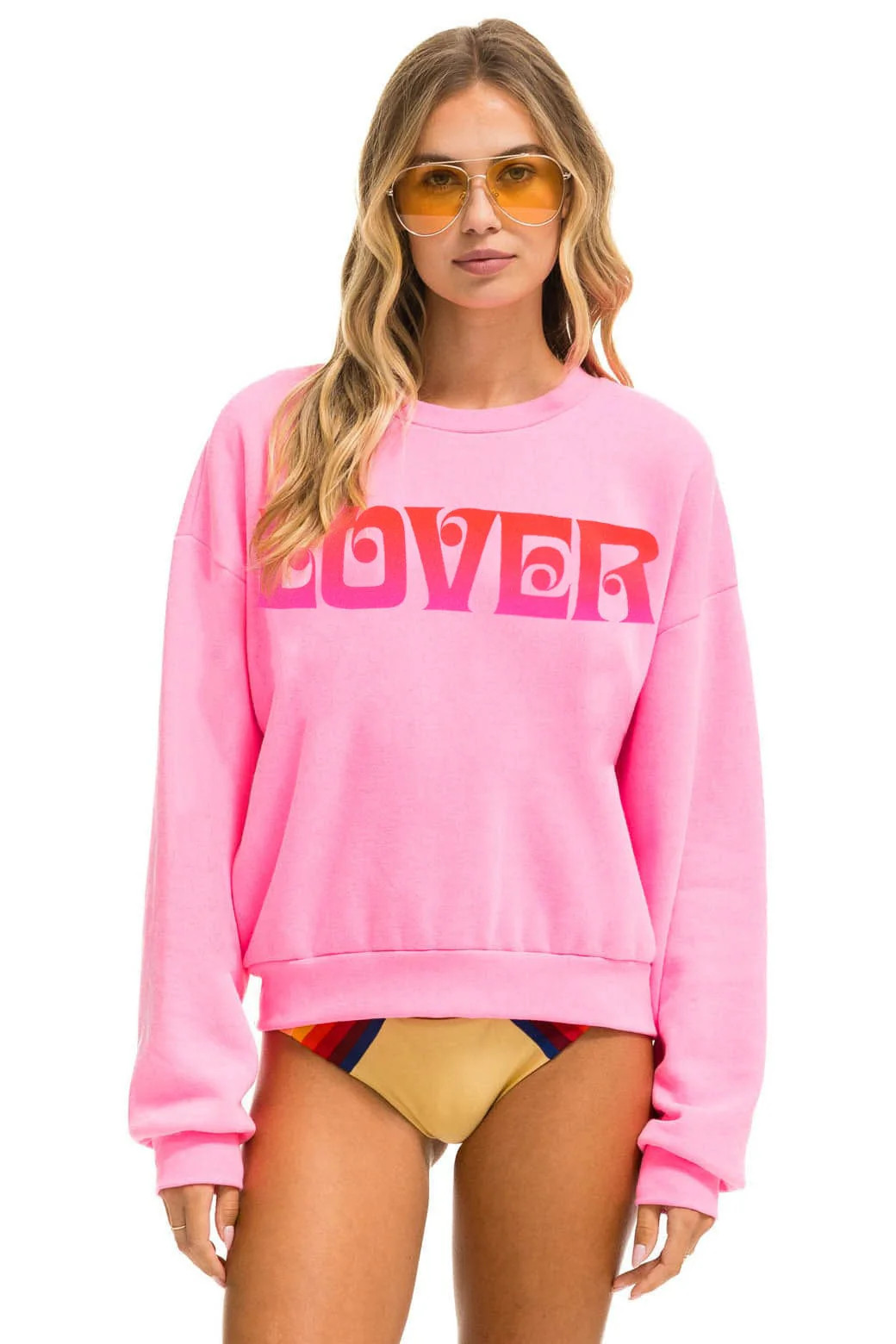 LOVER RELAXED CREW SWEATSHIRT - NEON PINK | Aviator Nation