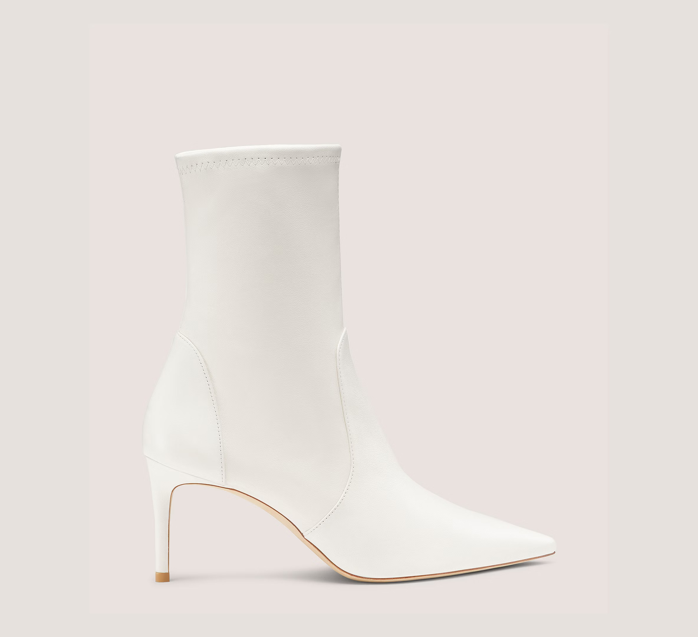 Stuart Weitzman Stuart Power Bootie 75, Cream Stretch Nappa Leather, Size: 10 Medium | Stuart Weitzman (US)