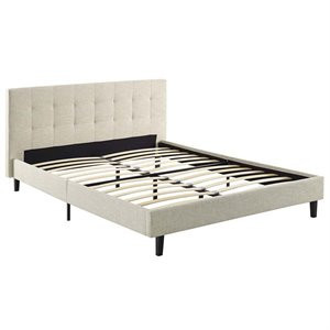 Modway Linnea Full Modern Polyester Fabric and Wood Bed in Beige | Homesquare