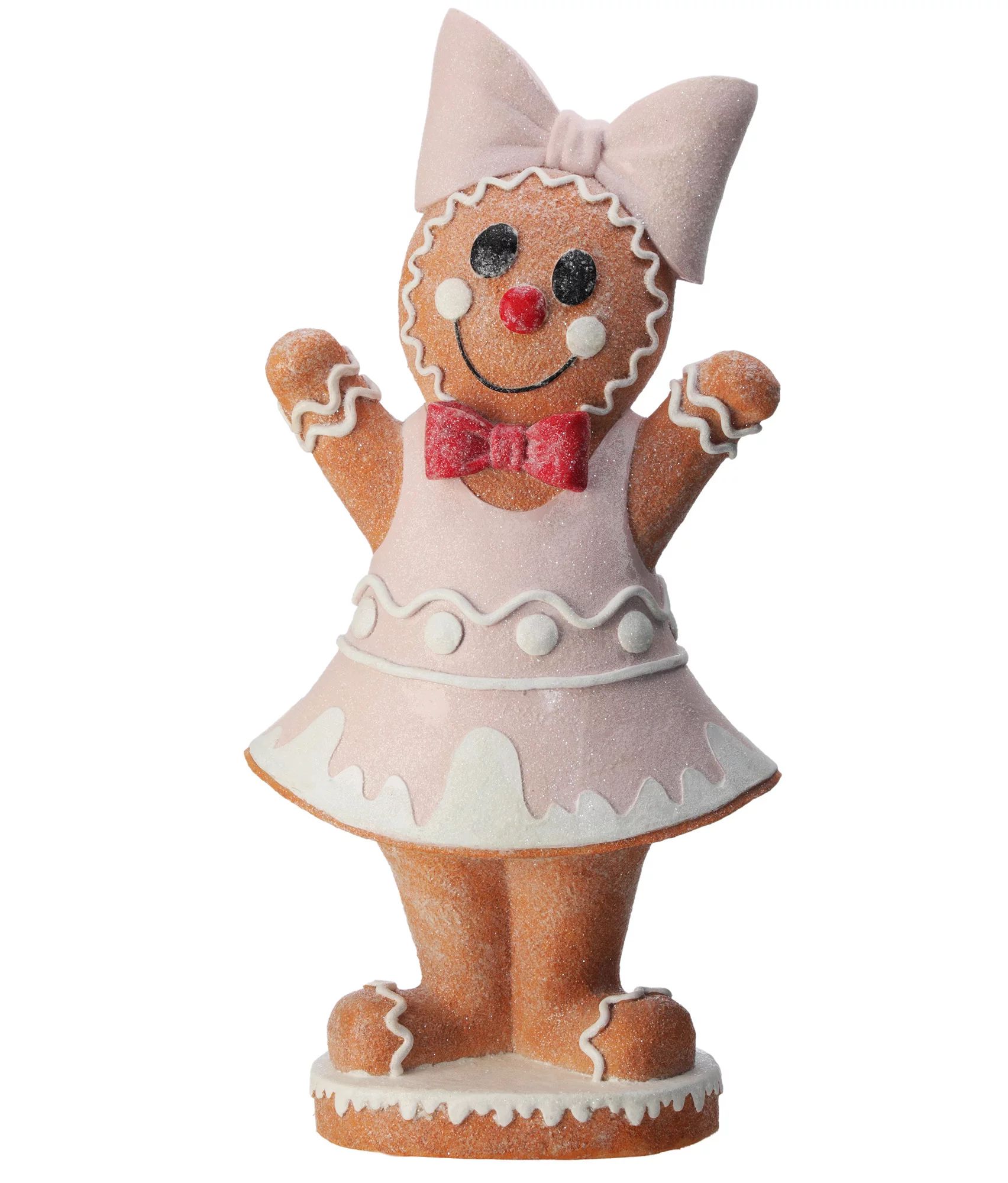 24" White and Brown Resin Gingerbread Girl with Bow Christmas Accent | Walmart (US)