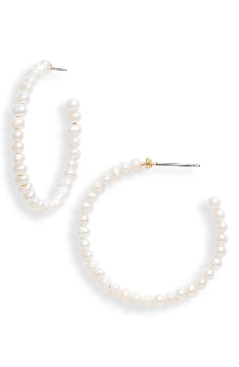 Lele Sadoughi Medium Pearl Hoop Earrings | Nordstrom | Nordstrom