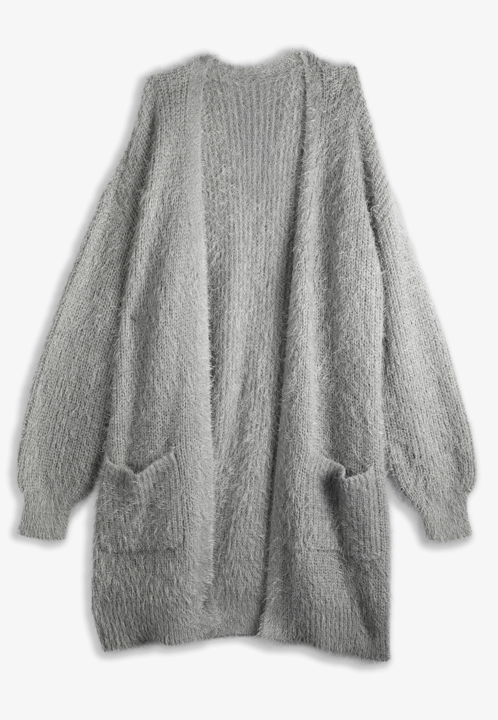 Maurices Women's Eyelash Open Front Long Cardigan Gray Size Large | Maurices