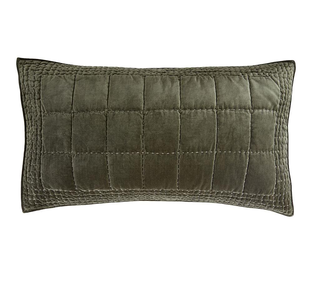 Velvet Handcrafted Box Stitch Quilt & Shams | Pottery Barn (US)