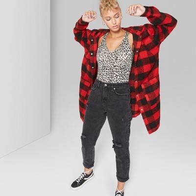 Women's Check Hooded Coat - Wild Fable™ Scarlet | Target