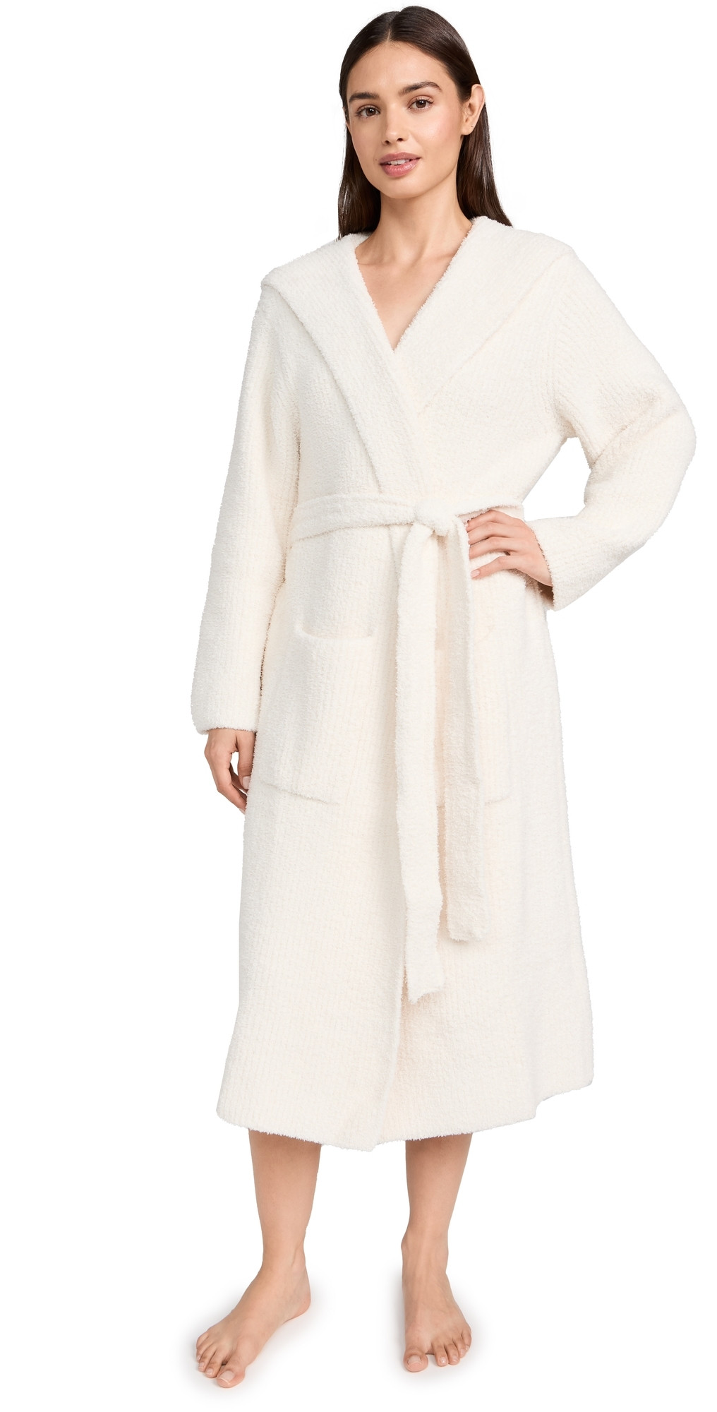Barefoot Dreams CozyChic Ribbed Hooded Robe Cream 1 | Shopbop