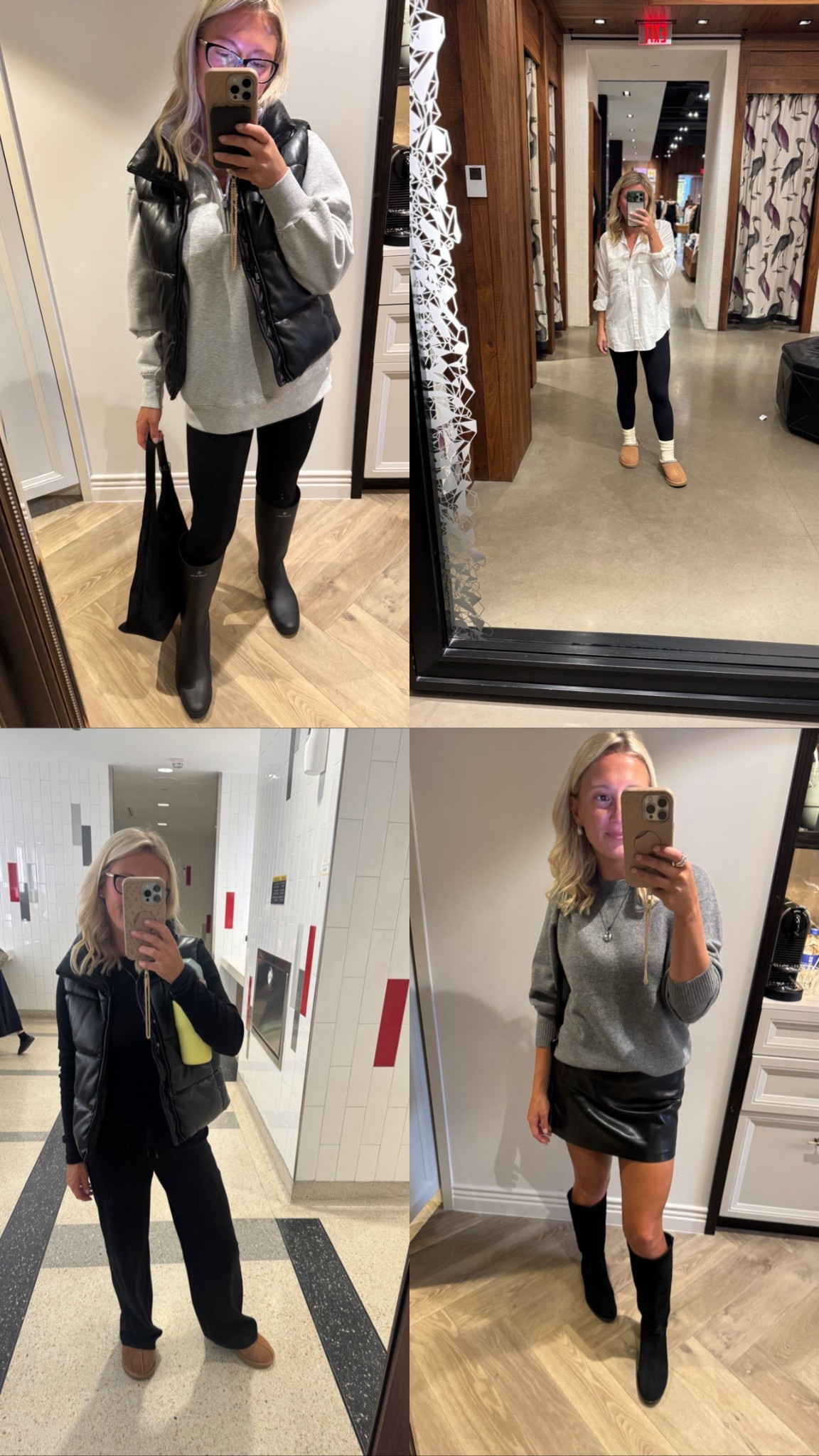 Aritzia recent purchases

1/2 zip: xs
Button up: xs
Black top: m
Black pants: xs reg.
Wool/cashmere sweater: xs
Skort: 2 (sized down)