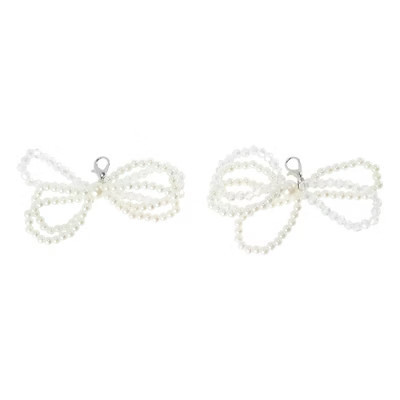 Unique Bargains Faux Pearl Bow Style 3 Shoelace Charms White 1 Pair | Target