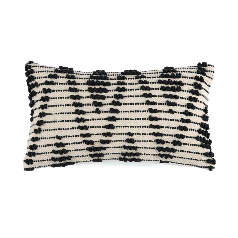 Haven Black And White Woven Textured Lumbar Decorative Pillow - Shiraleah - Walmart.com | Walmart (US)