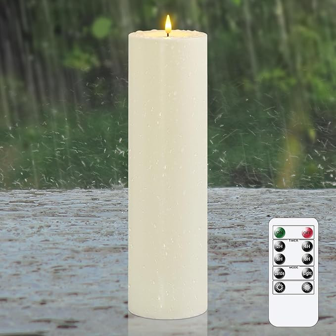 Yeelida 4" x14" Flameless Flickering Waterproof Candles with Remote, LED Battery Operated Timer P... | Amazon (US)