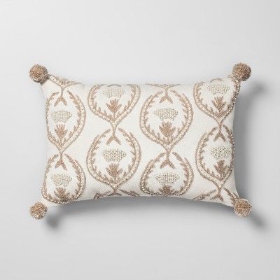 Beaded Floral Lumbar Throw Pillow Neutral - Opalhouse™ | Target