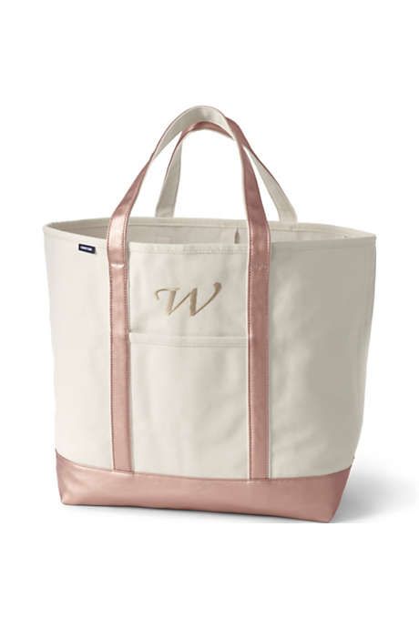 Extra Large Natural Metallic Open Top Canvas Tote Bag | Lands' End (US)