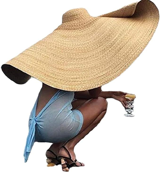 Kabelsalat Women's Sun Shade Straw Hat Oversized Eaves Sun Hat Outdoor Summer Sunscreen Dome Beac... | Amazon (US)