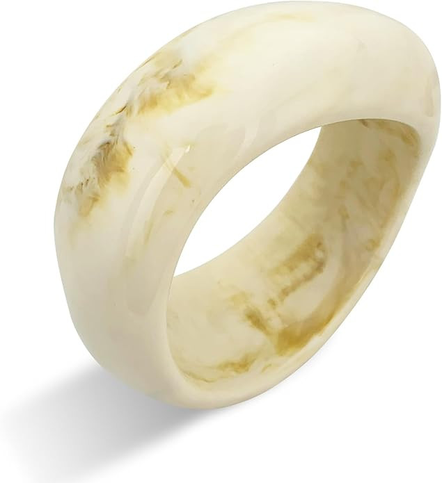 FUNOJOY Acrylic Resin Bangle Bracelets for Women 1-3Pcs Simple Oval Polished-Finish Chunky Bangle... | Amazon (US)