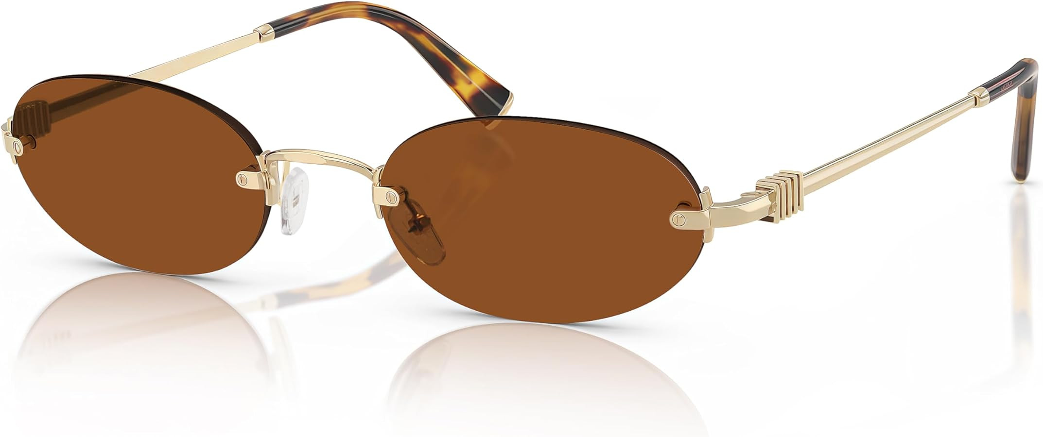 Lentes de sol ovalados pequeños retro para mujeres y hombres, lentes de sol sin montura de moda ... | Amazon (US)