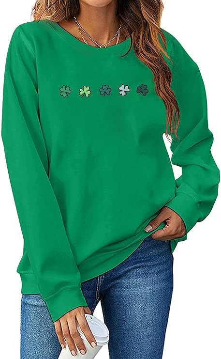 St Patricks Day Sweatshirts For Women Shamrock Embroidered Sweatshirt St. Patrick's Day Gifts Blo... | Amazon (US)