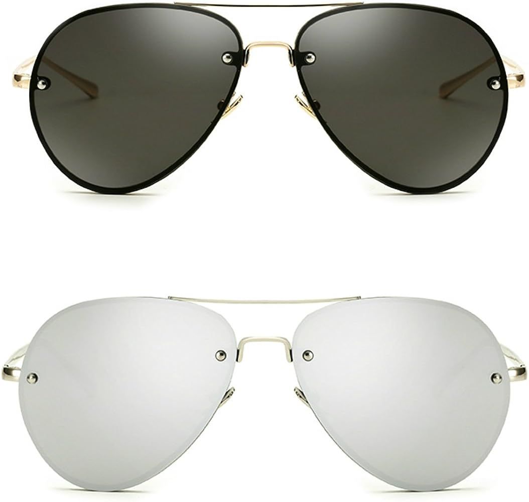 Oversized Aviator Sunglasses Vintage Retro Gold Metal Frame Colorful Lenses 62mm | Amazon (US)