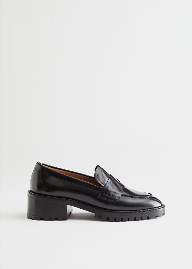 Heeled Leather Penny Loafers | & Other Stories US