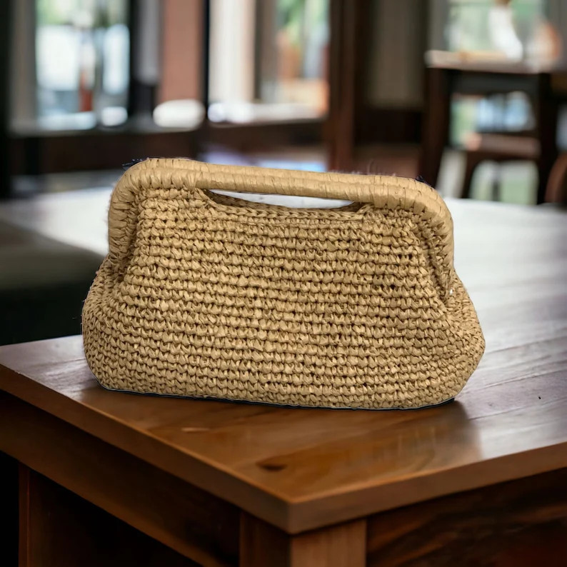 Crochet Bag,raffia Bag,straw Clutch Bag, Luxury Raffia Clutch,fashion Handmade Bag for Women, Kni... | Etsy (US)