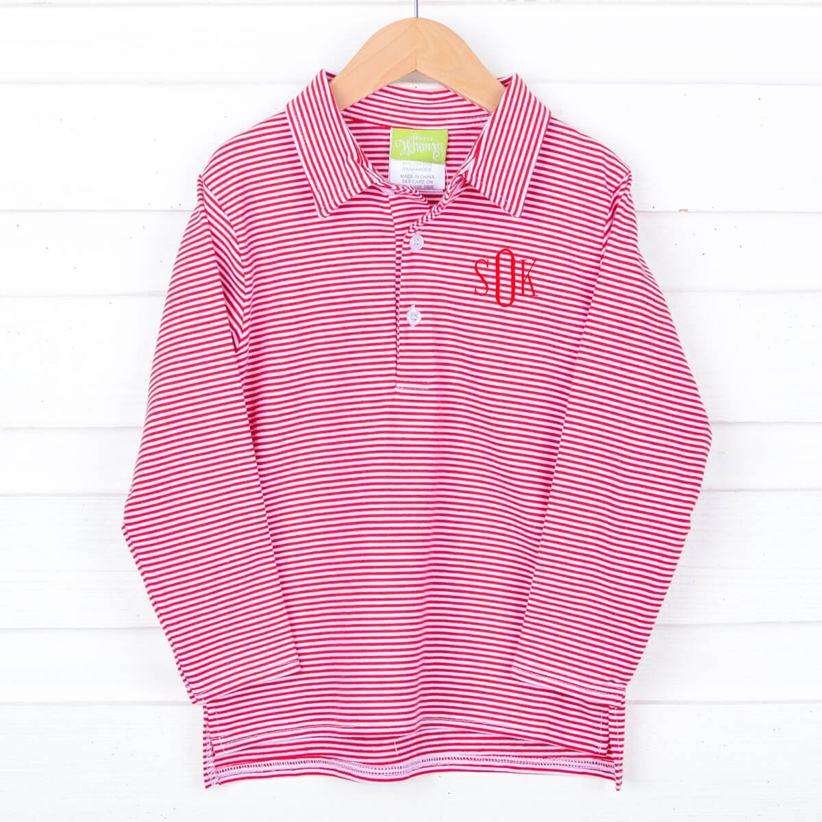 Red Stripe Long Sleeve Polo | Classic Whimsy