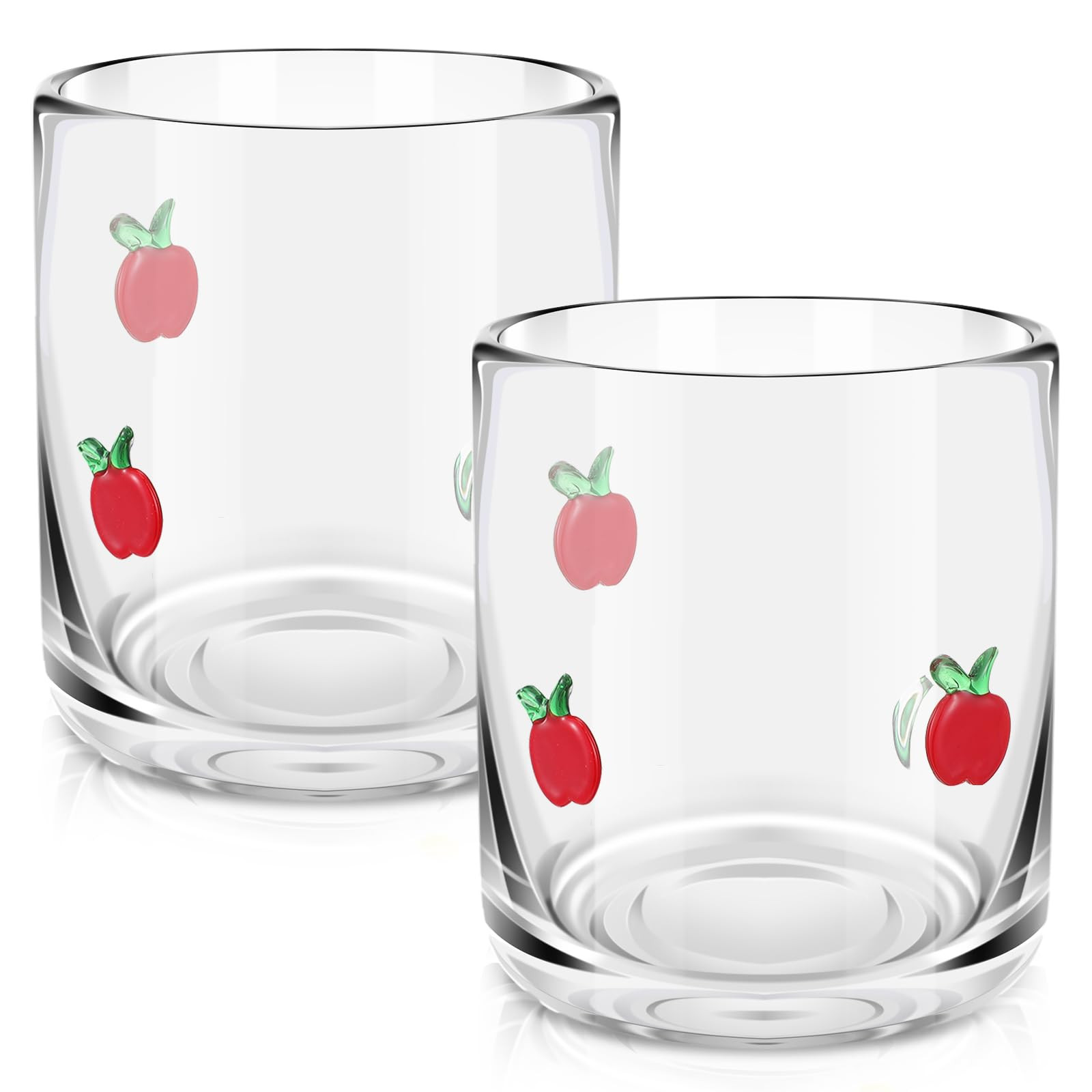 2 Pcs Apple Icon Juice Glasses, 14oz Red Apple Stemless Wine Drinking Juice Glass Cup for Fruit S... | Amazon (US)