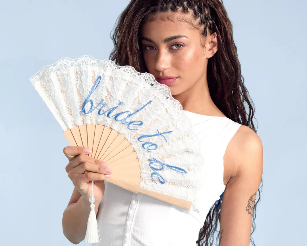 Xo, Fetti White Lace Bride to Be Folding Fan | Bridal Something Blue, Wedding Accessory, Bridesma... | Etsy (US)