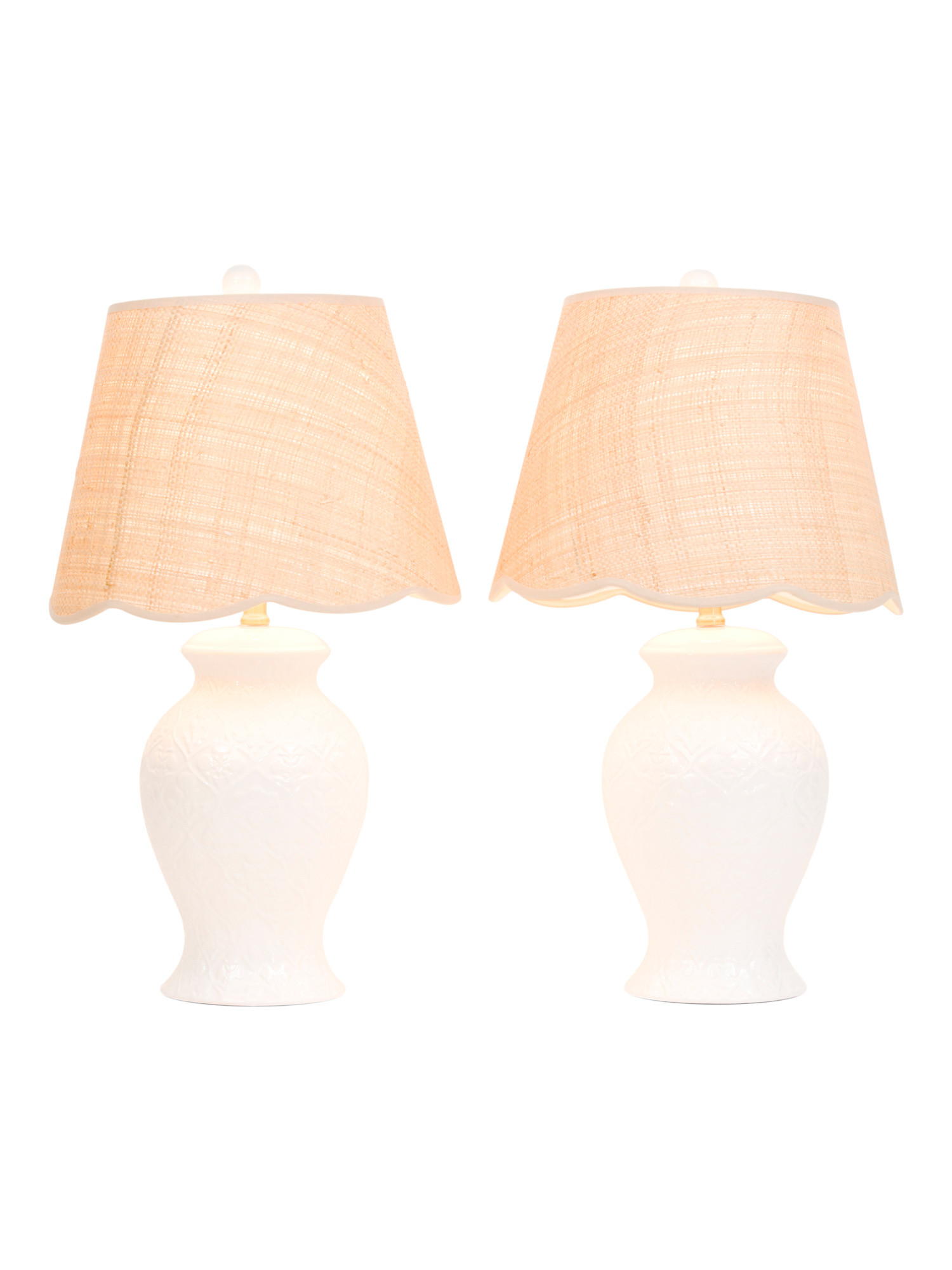 2pk 26in Ceramic Table Lamps With Woven Rattan Shade | Marshalls