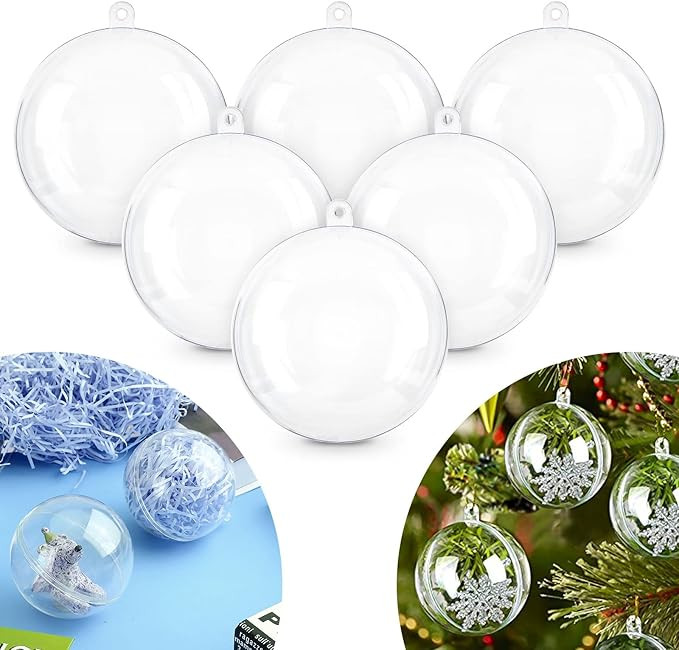 20pcs 3.14''/80mm Christmas Balls Clear Plastic Fillable Baubles Ball for Christmas Tree Ornament... | Amazon (US)