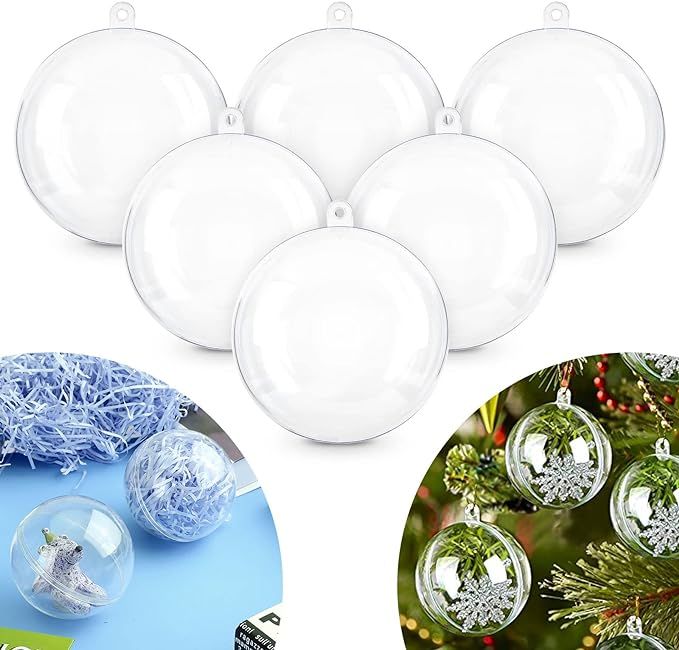 20pcs 3.14''/80mm Christmas Balls Clear Plastic Fillable Baubles Ball for Christmas Tree Ornament... | Amazon (US)