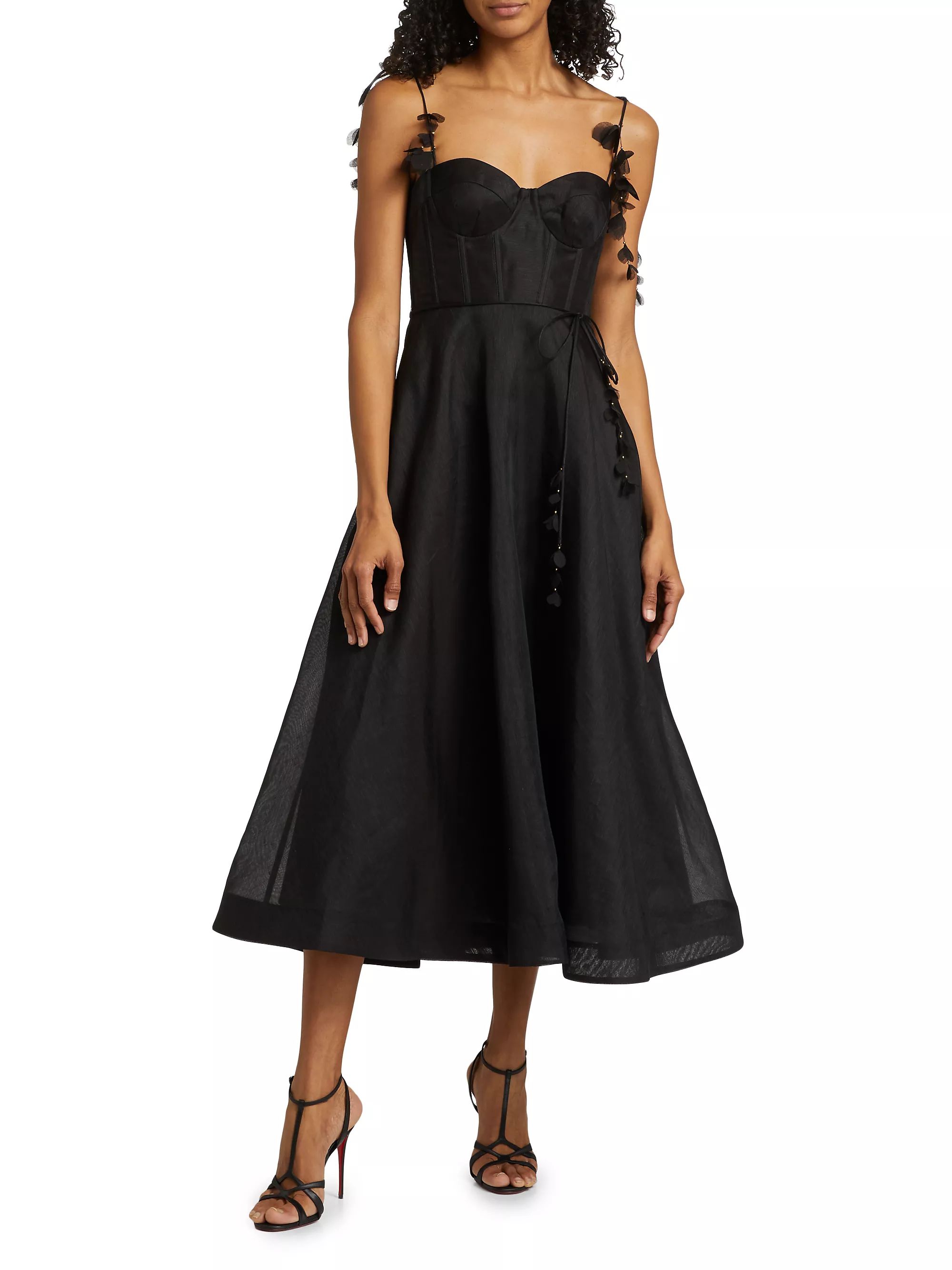 Natura Appliqué Linen-Blend Midi-Dress | Saks Fifth Avenue