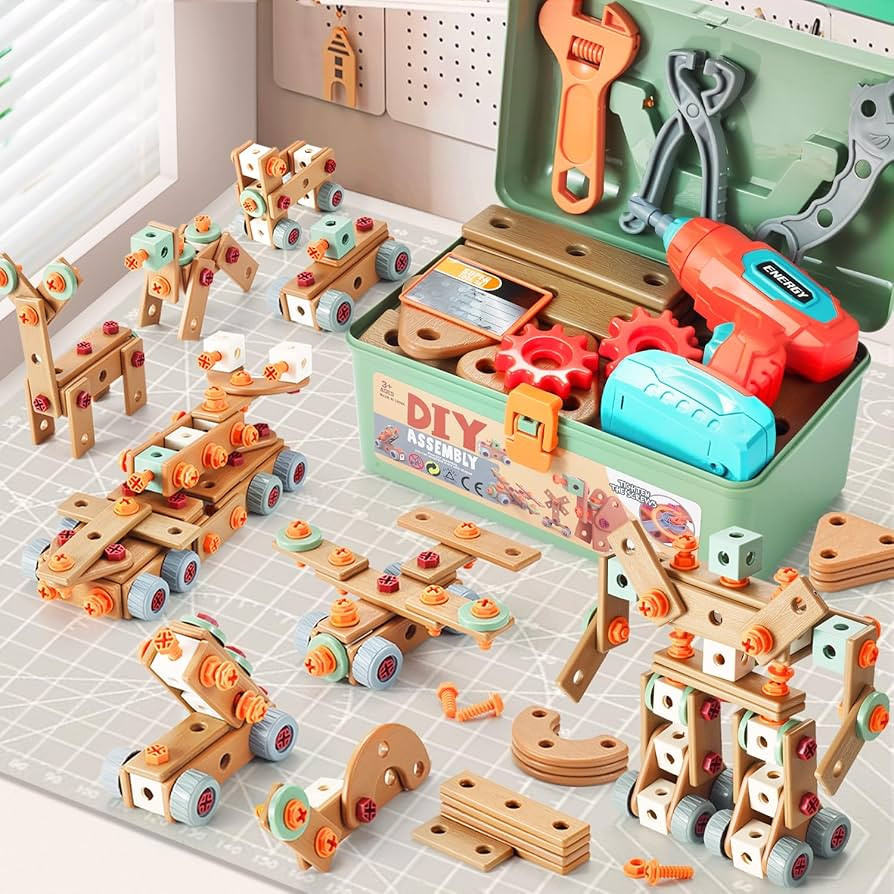 Kids Tool Set with Drill,155Pcs Toddler Tool Set with Toolbox,STEM Montessori Toys for 3 4 5 Year... | Amazon (US)