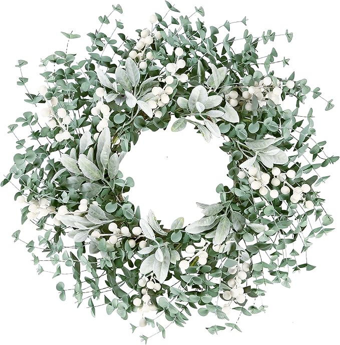 Sggvecsy Artificial Greenery Leaves Wreath for Front Door 22 Inch Greenery Boxwood Wreath with Fl... | Amazon (US)