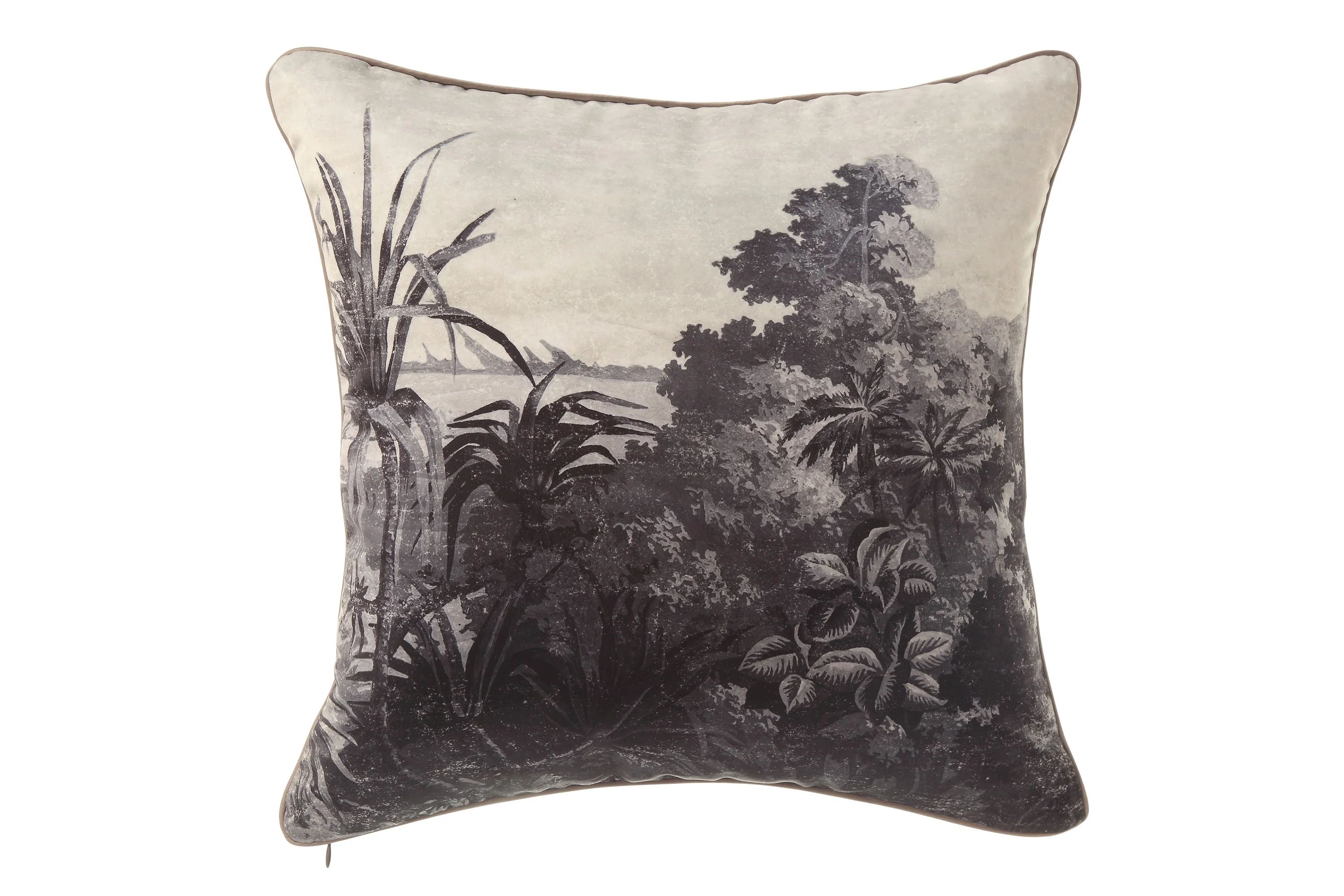 Desert Fields Square Black and White Tropical Landscape Pillow, 18" x 3.5" x 18" - Walmart.com | Walmart (US)
