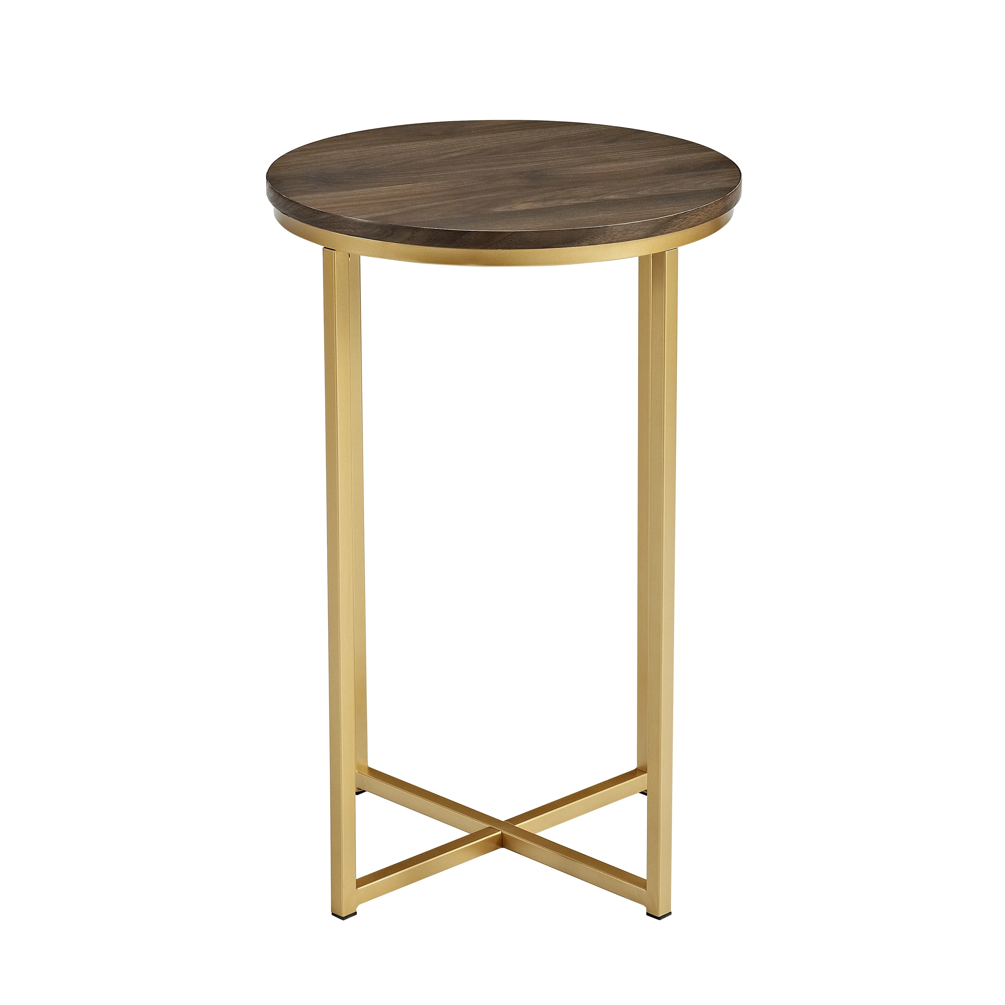 Ember Interiors Modern Glam Round End Table, Dark Walnut | Walmart (US)