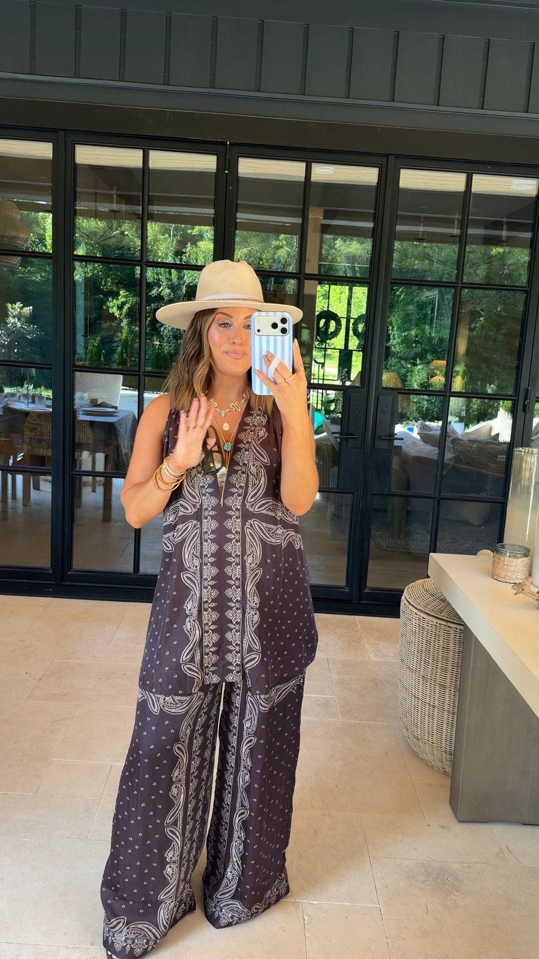 Wearing a small in this western-inspired set. Runs big, so would get true size! Added a lace barrette under the top since it’s more loose/flowy. Pants have an elastic waist and wide leg. Very comfy and bump friendly! Thought it was a unique western look for a CMA fest welcome party! 

Also linking my jewelry, heels, & hat is custom. 

Currently 24 weeks pregnant. 

Bump friendly, western, set, country concert

#LTKgrwm #LTKootd #LTKBump