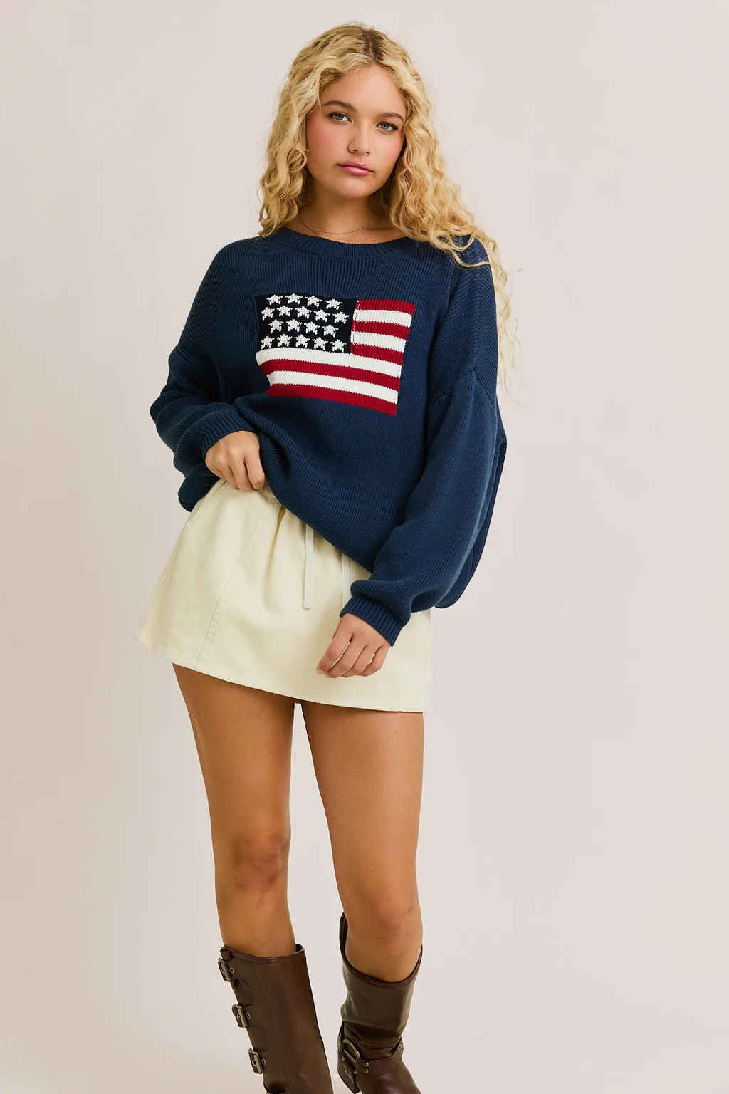 USA Oversized Sweater - Navy | amandenimes