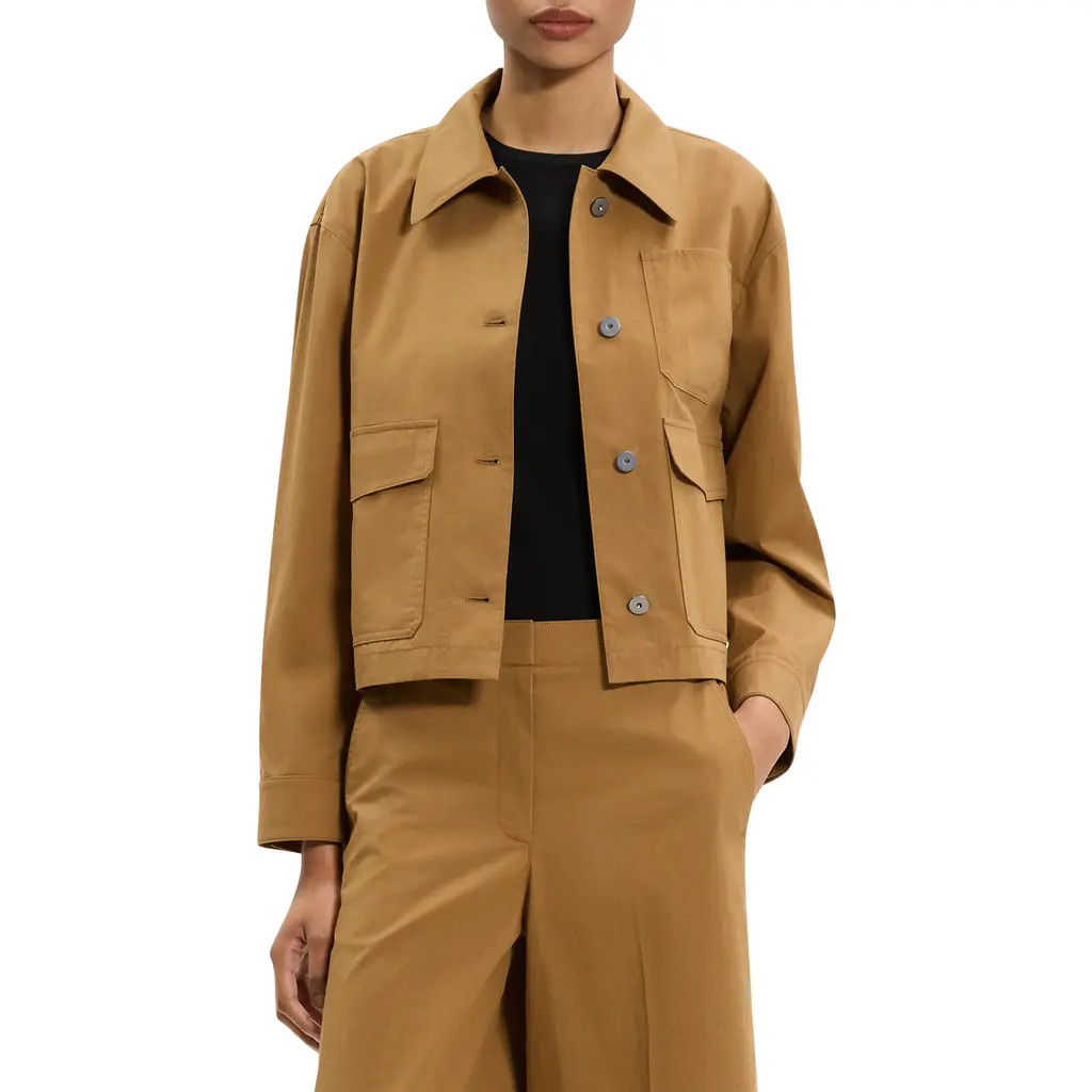 Theory Cotton Crop Work Jacket in Bronze at Nordstrom Rack, Size X-Large | Nordstrom Rack