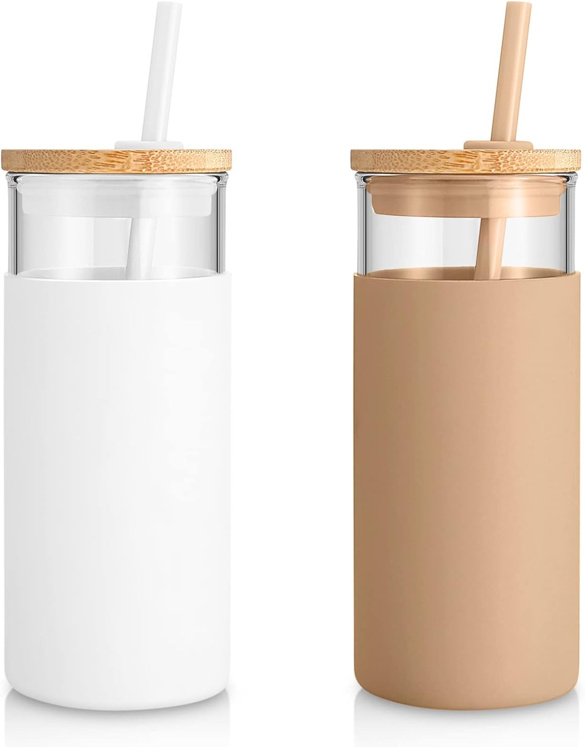 tronco 20 oz Glass Tumbler Glass Water Bottle Straw Silicone Protective Sleeve Bamboo Lid - BPA F... | Amazon (US)