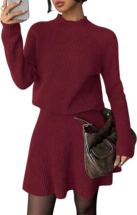 PRETTYGARDEN Women's Fall 2 Piece Outfits Matching Sweater Skirt Sets | Amazon (US)