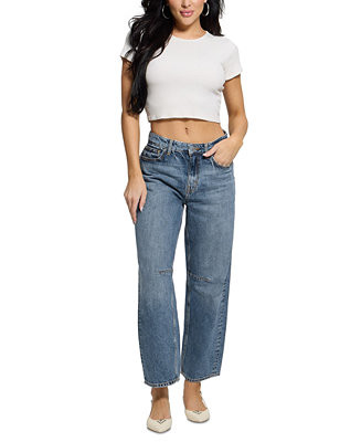 GUESS Women's High-Rise Relaxed Barrel-Fit Jeans  - Macy's | Macy's