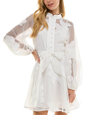 SENI & CADE Juniors' Jacquard Mesh Dress - Macy's | Macy's