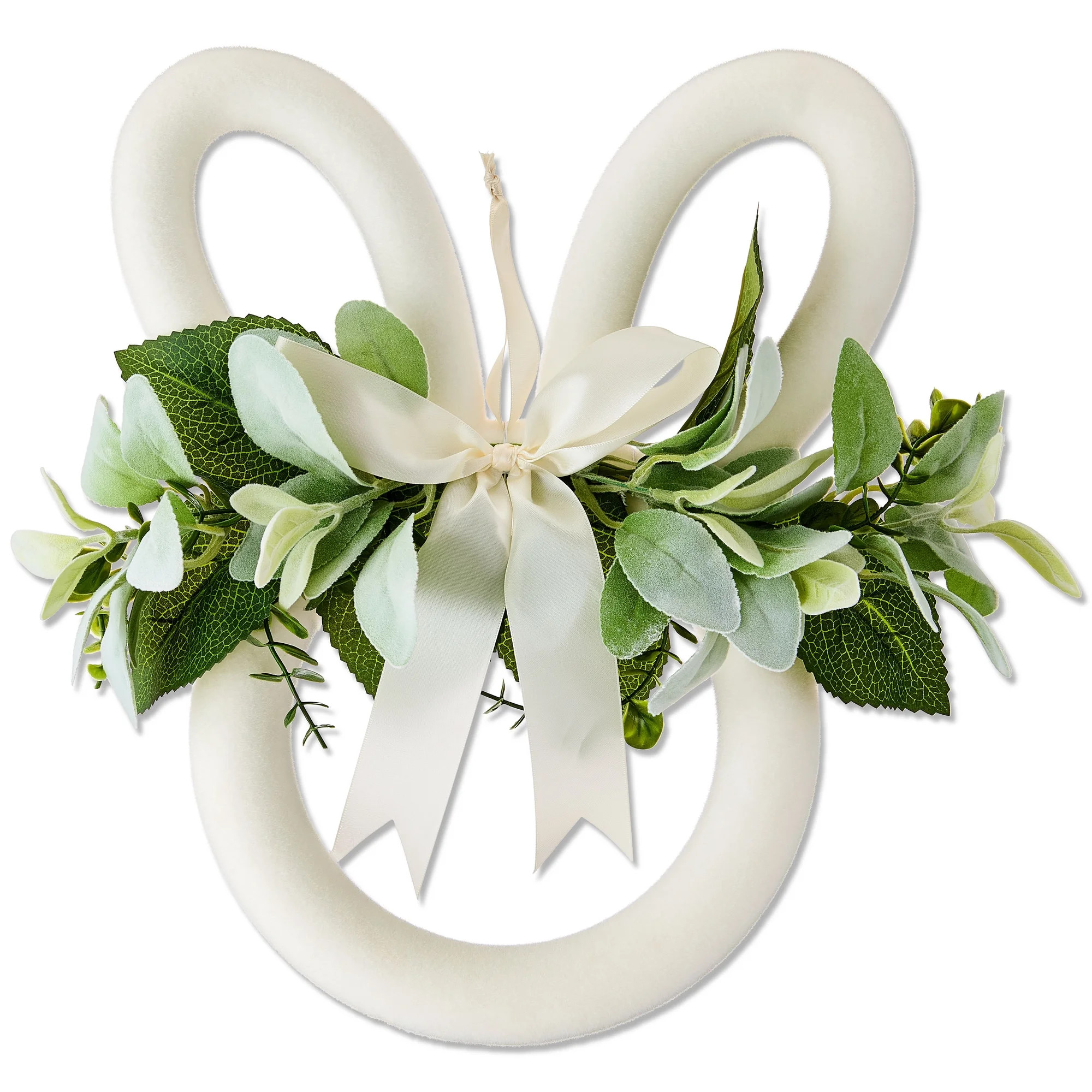 Flocked Bunny Head Wreath, White, 14", Easter by Way To Celebrate | Walmart (US)