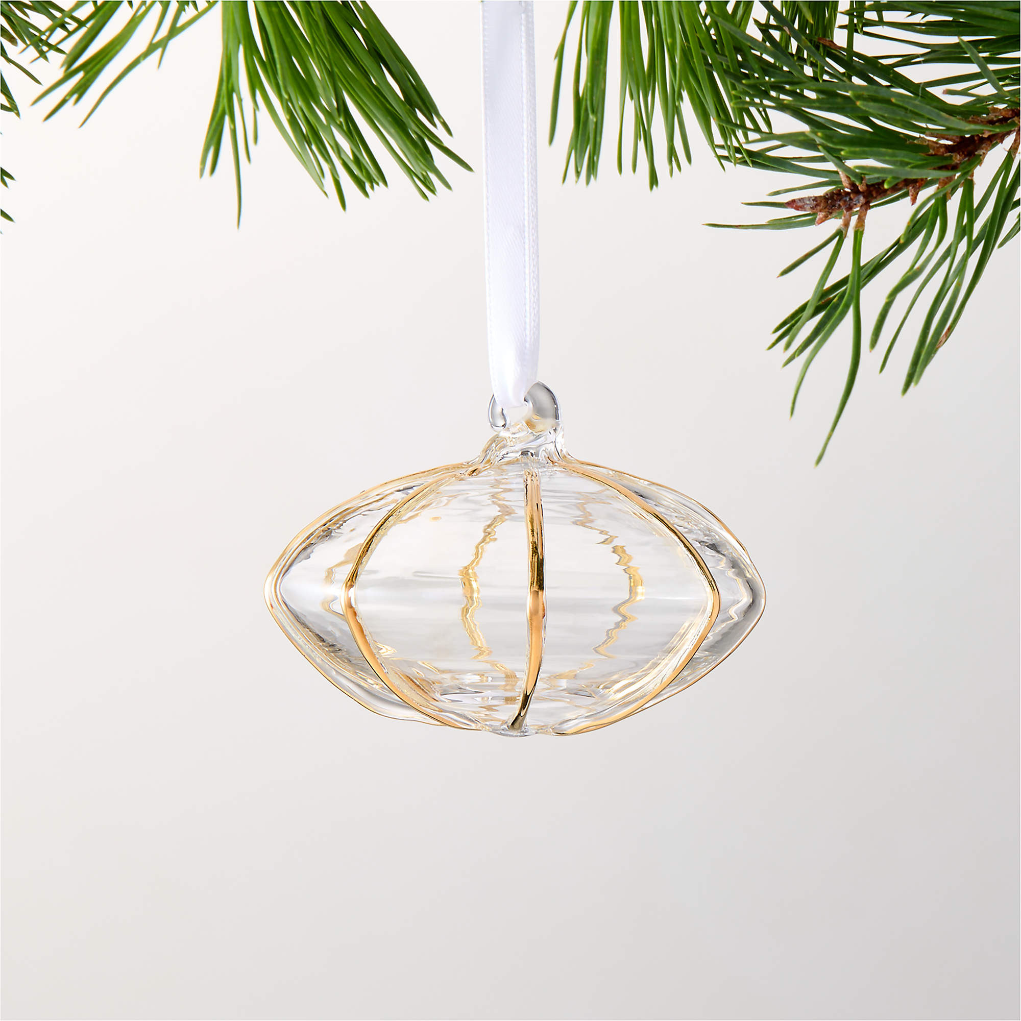 Salaria Oval 24K Gold Glass Christmas Tree Ornament 3.5" + Reviews | CB2 | CB2