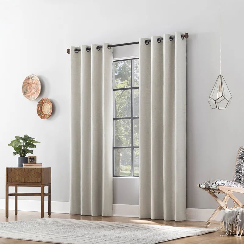 Elanora Linen Solid Color Blackout Thermal Single Curtain Panel | Wayfair Professional